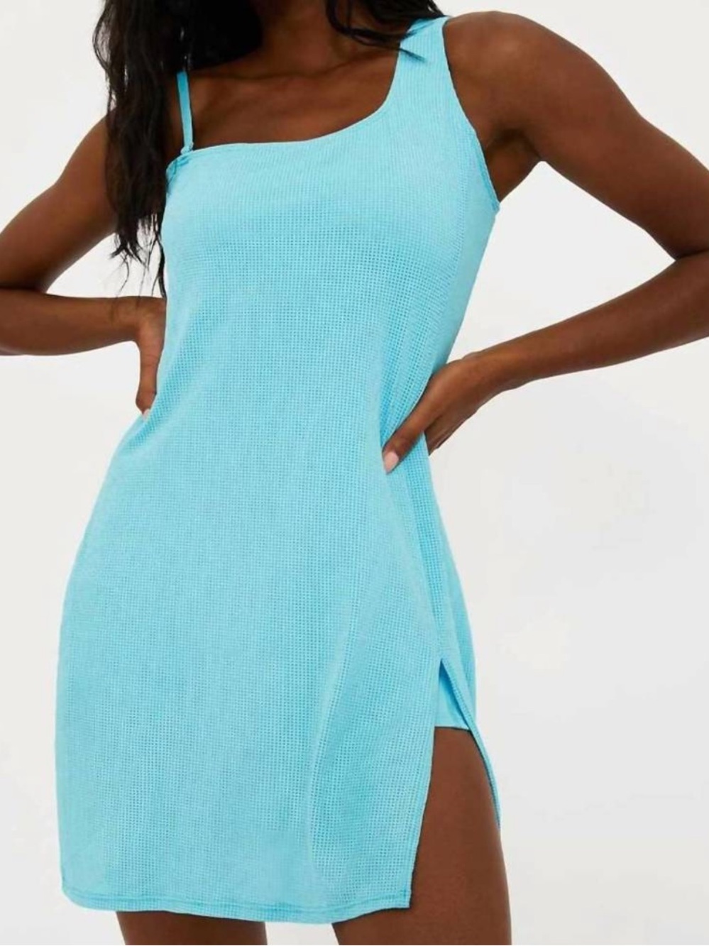 Beach Riot Women’s Harlee One Shoulder Mesh Tennis Mini Dress In Blueberry Ice